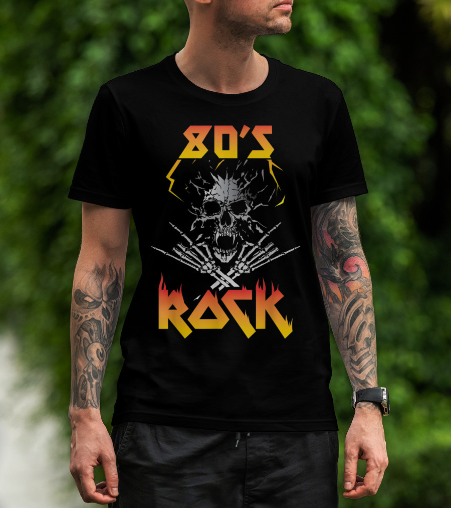 80's Rock Skull And Skeleton For Eighties Rockers T-Shirt