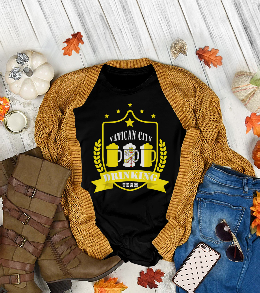 Vatican City Drinking Team Beer Crest Casual Teamwear T-Shirt