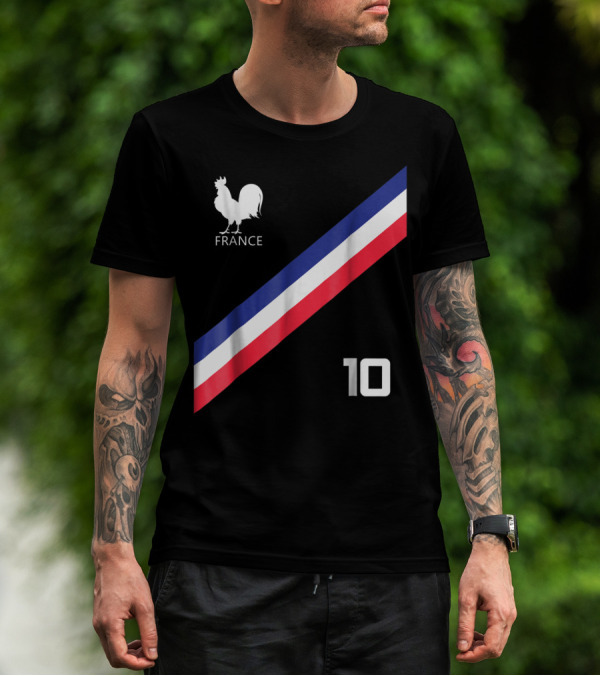 FRANCE JERSEY SOCCER FRENCH FOOTBALL ROOSTER STRIPE NUMBER 10 T-Shirt