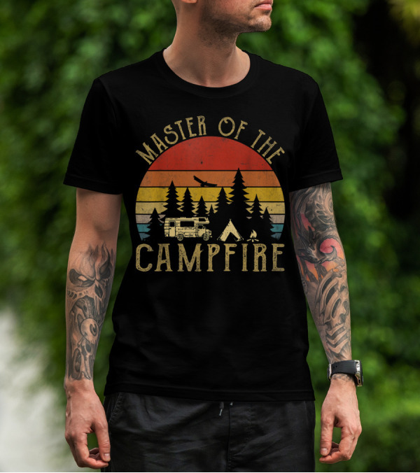 Master Of The Campfire Vintage RV Adventure Camping Scene T-Shirt