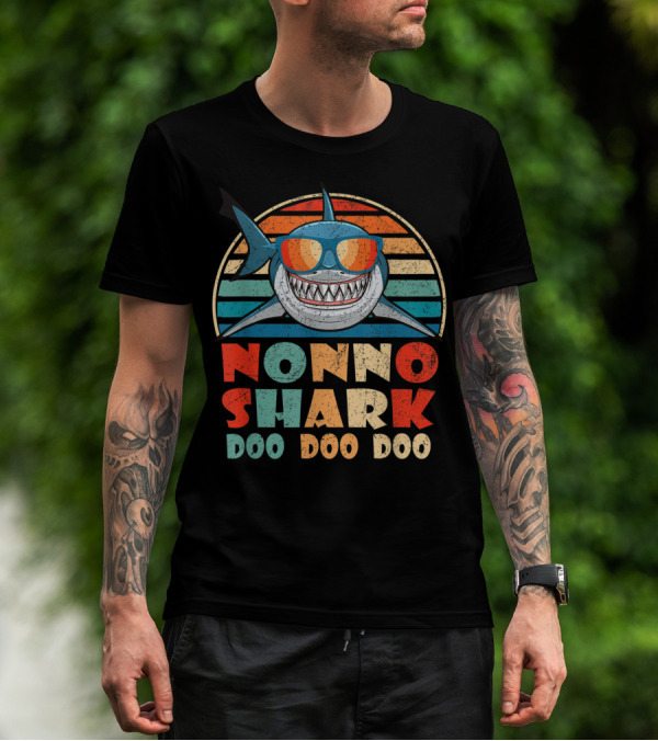 Nonno Shark Doo Doo Doo Retro Sunglasses Vintage Family Birthday T-Shirt