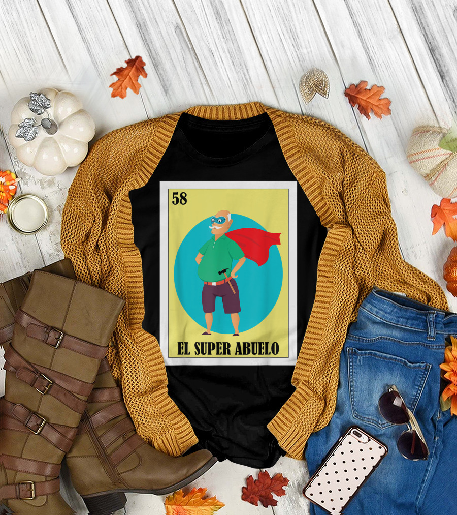 58 Mens Loteria El Super Abuelo Reg Hero Grandpa T-Shirt