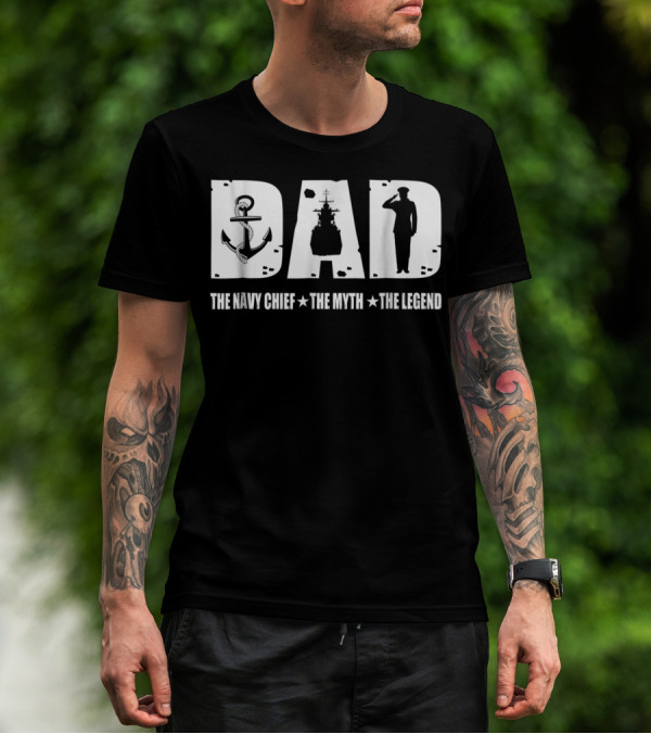 Mens Veteran Dad The Navy Chief The Myth The Legend T-Shirt