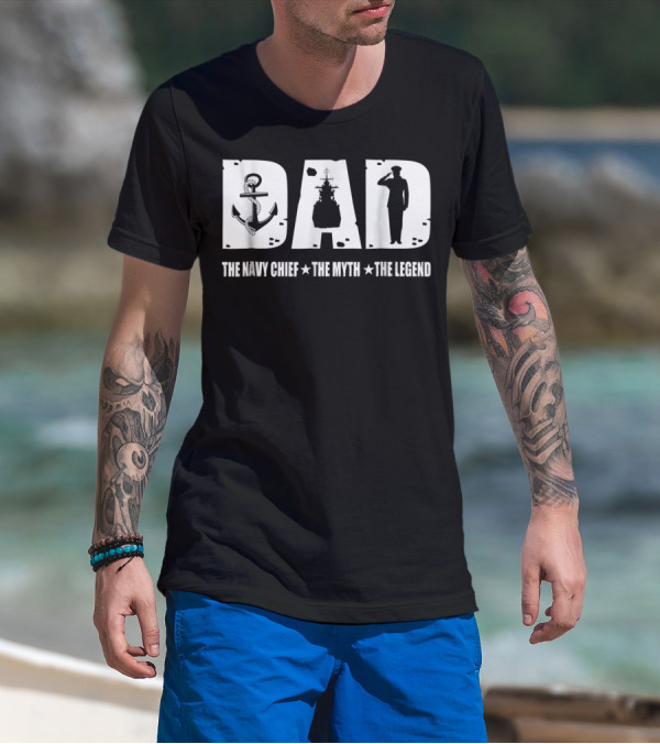 Mens Veteran Dad The Navy Chief The Myth The Legend T-Shirt