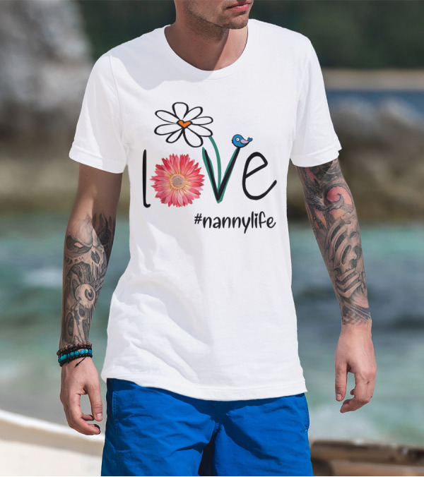 Love Floral Heart Mom Nanny Life #mimilife T-Shirt