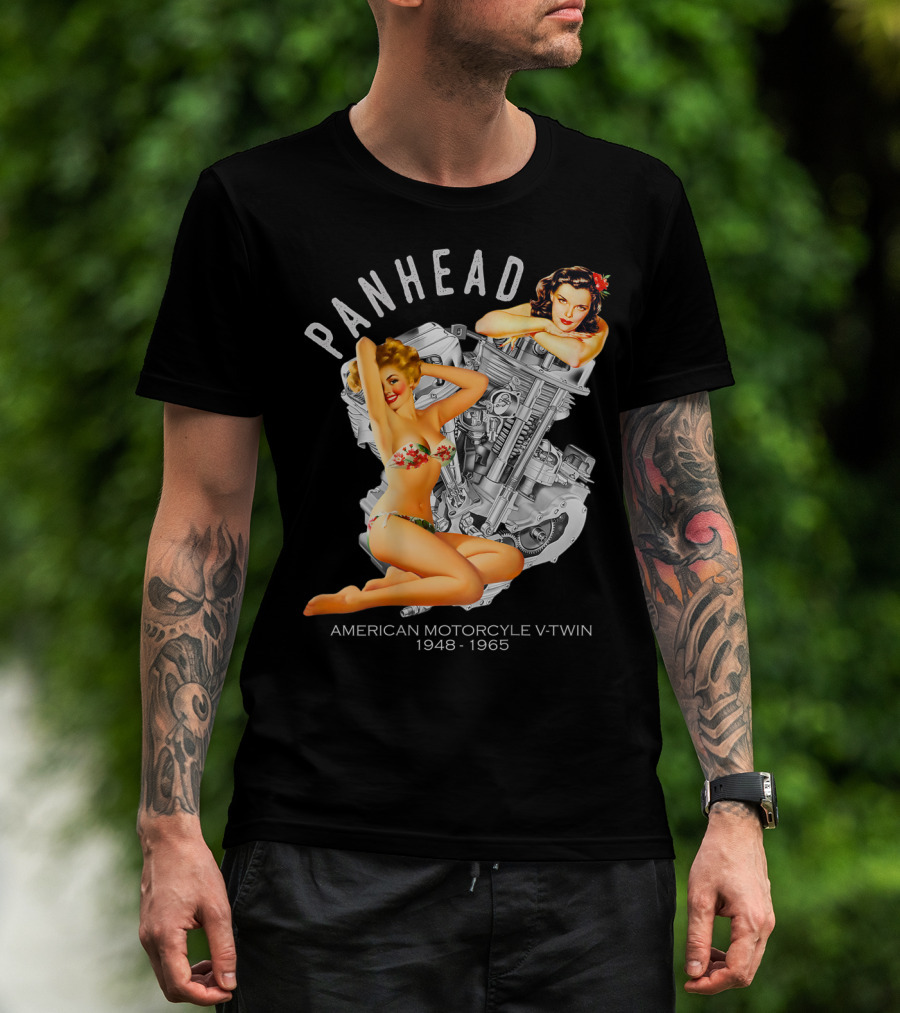 Panhead American Motorcycle V-Twin 1948-1965 Pinup T-Shirt