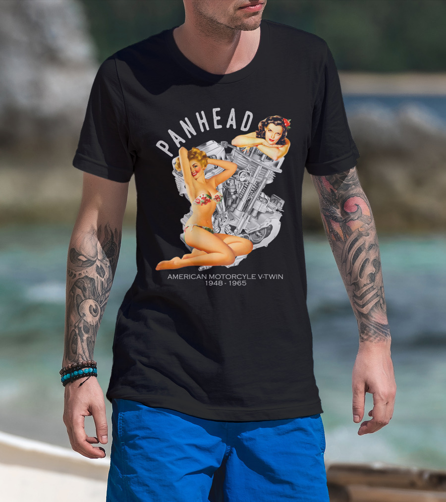 Panhead American Motorcycle V-Twin 1948-1965 Pinup T-Shirt