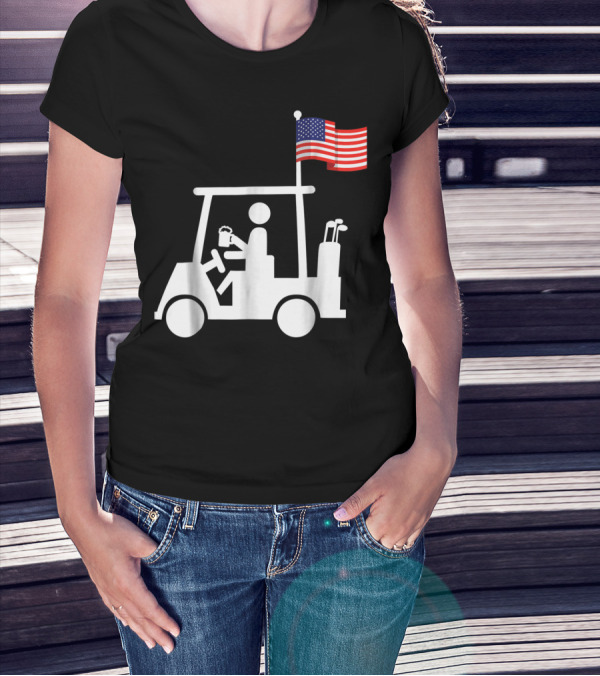 Patriotic USA Golf Cart Strong Beer And Flag T-Shirt