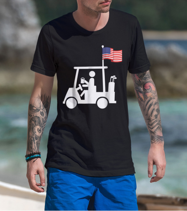Patriotic USA Golf Cart Strong Beer And Flag T-Shirt