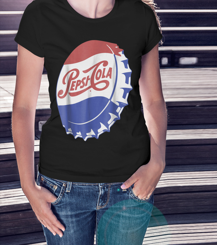 Pepsi Cola Vintage Bottle Cap Logo Soft Drinks Retro Branding T-Shirt