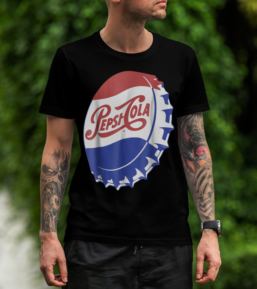 Pepsi Cola Vintage Bottle Cap Logo Soft Drinks Retro Branding T-Shirt