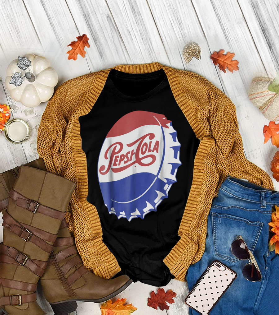 Pepsi Cola Vintage Bottle Cap Logo Soft Drinks Retro Branding T-Shirt