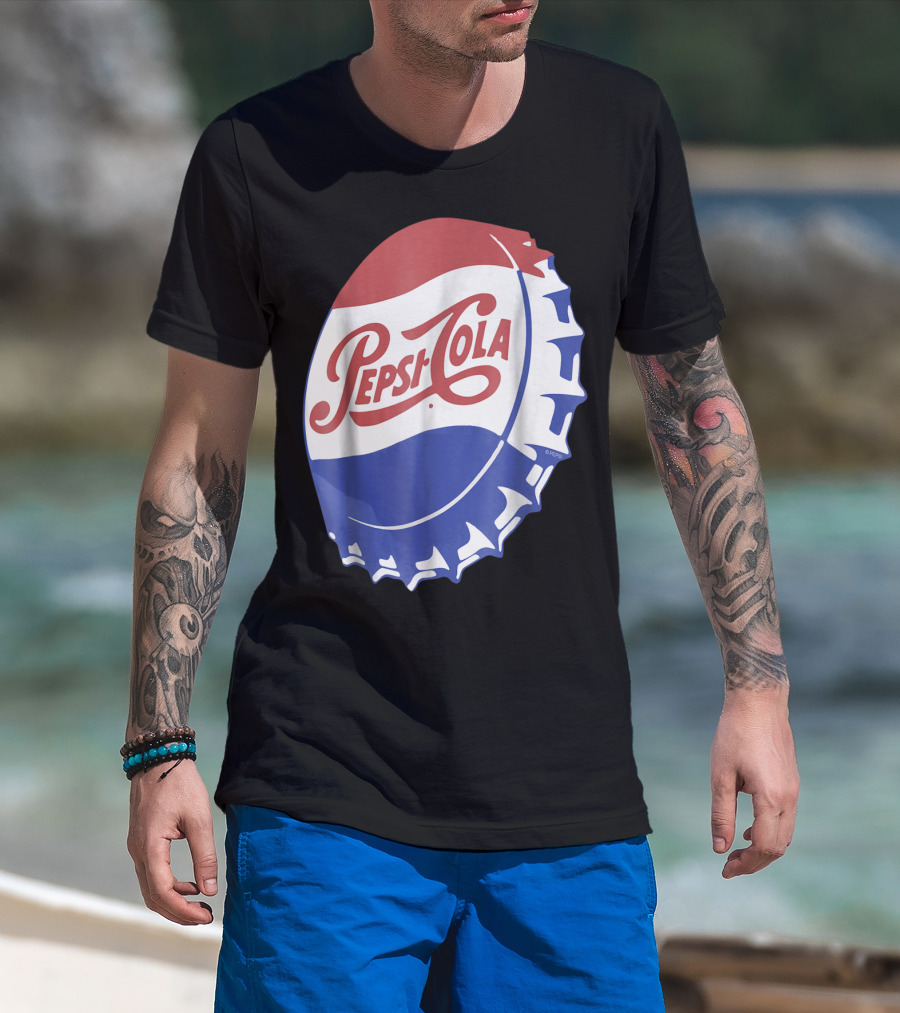 Pepsi Cola Vintage Bottle Cap Logo Soft Drinks Retro Branding T-Shirt