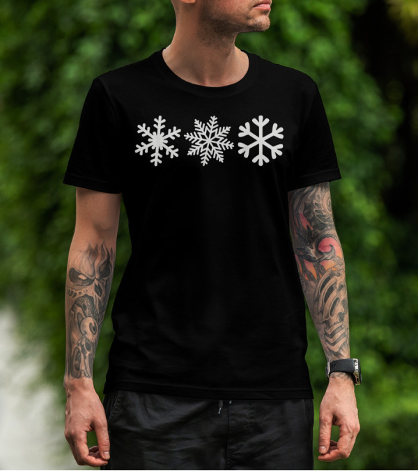 Snowflakes Trio Pattern Minimalist Winter T-Shirt