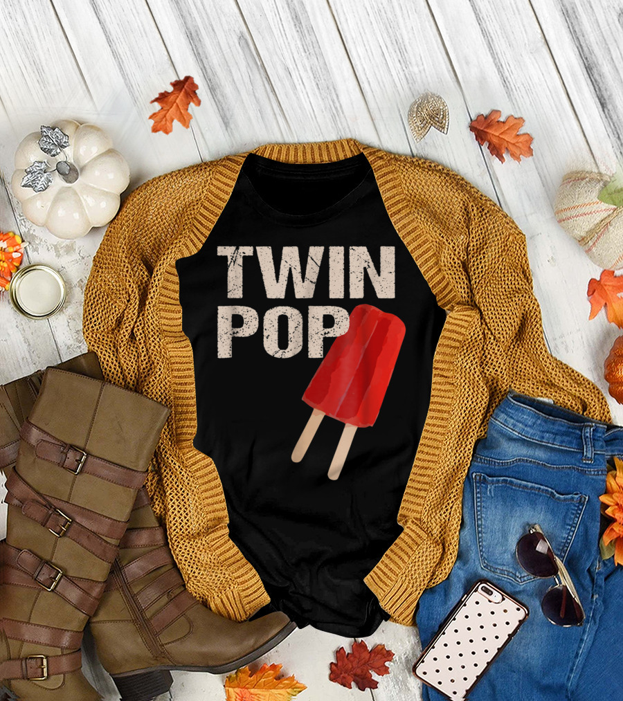 TWIN POP For Grandpa Twins Dad Ice Cream Popsicle T-Shirt
