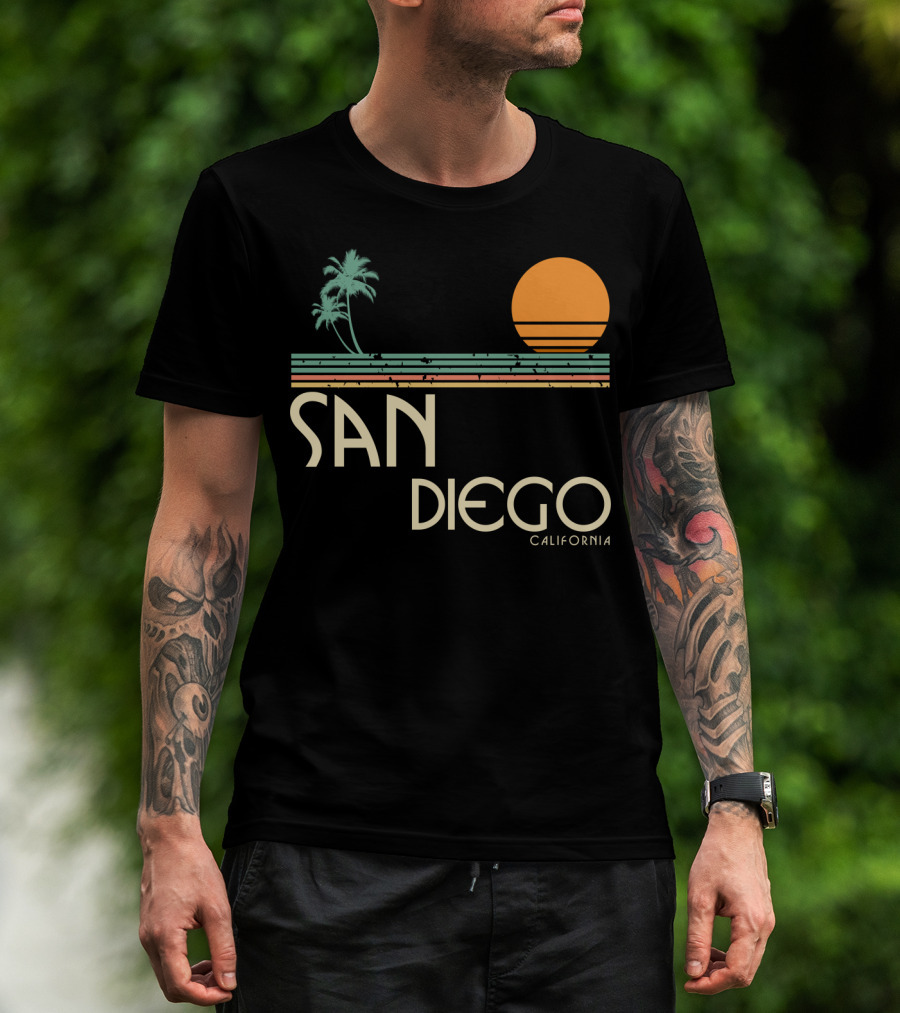 San Diego California Vintage Sunset Palm Trees T-Shirt