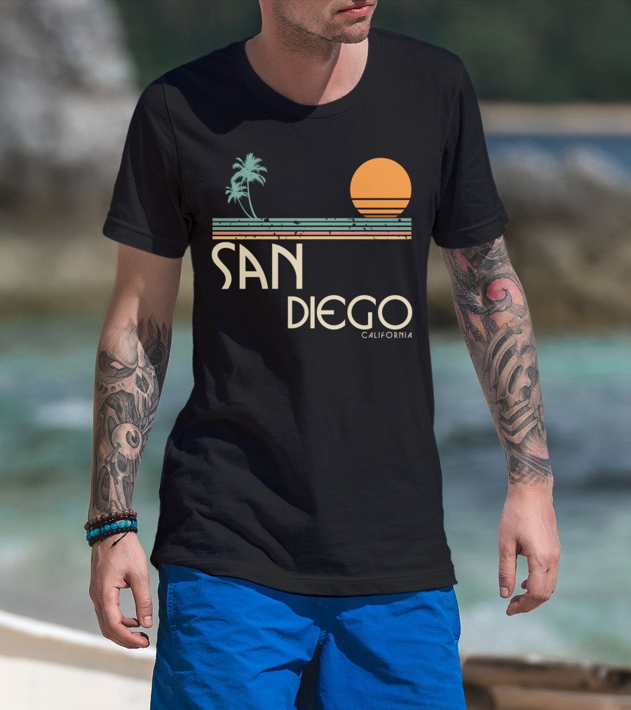 San Diego California Vintage Sunset Palm Trees T-Shirt