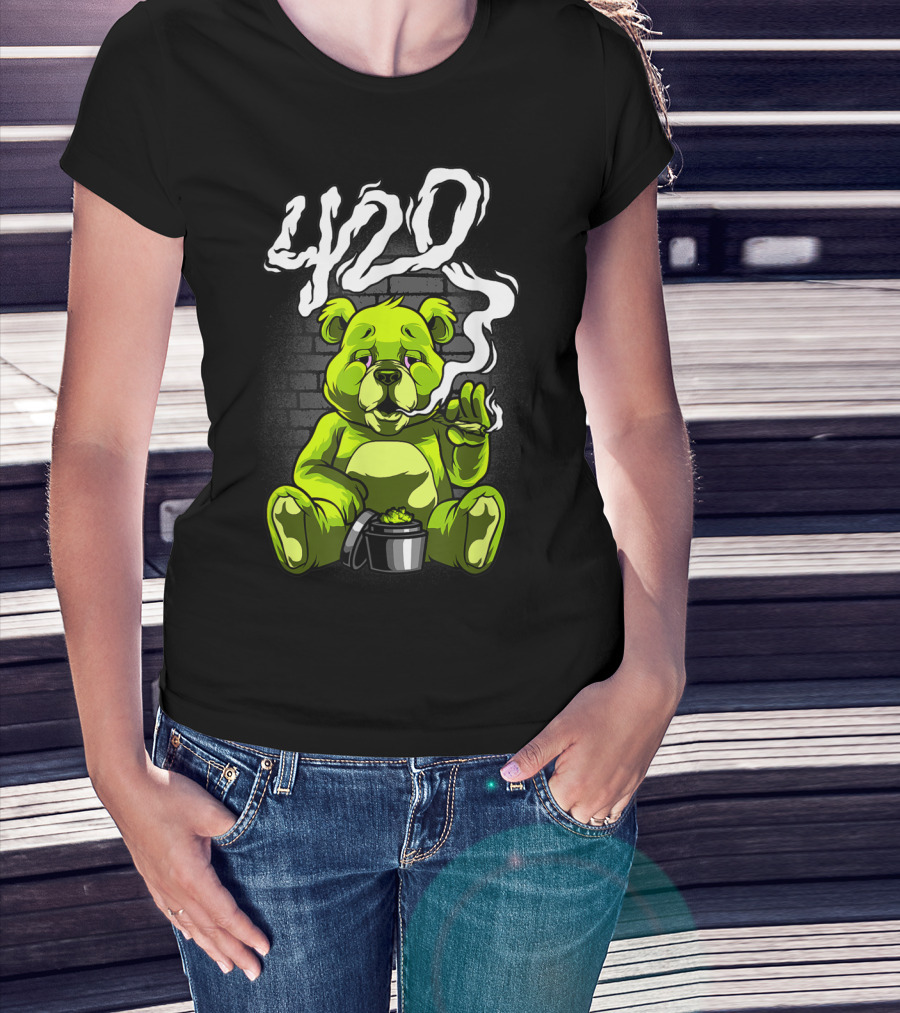 Cannabis Weed Bear Stoned Teddy 420 Joint T-Shirt