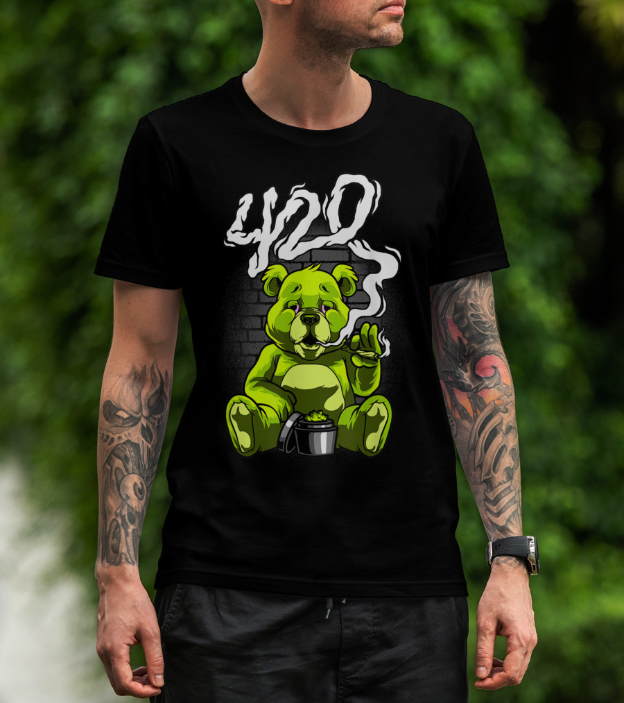 Cannabis Weed Bear Stoned Teddy 420 Joint T-Shirt