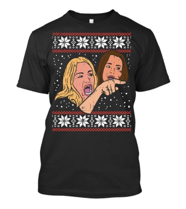 Angry Woman Yelling At Cat Meme Ugly Christmas T-Shirt