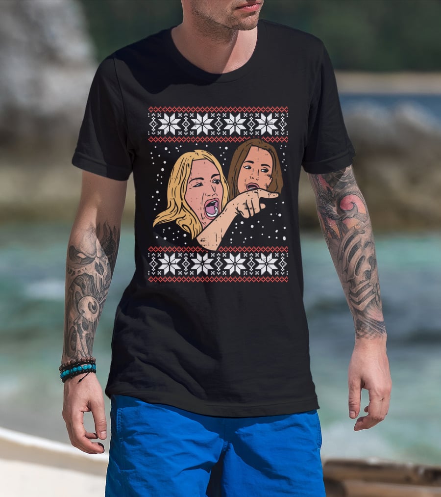 Angry Woman Yelling At Cat Meme Ugly Christmas T-Shirt