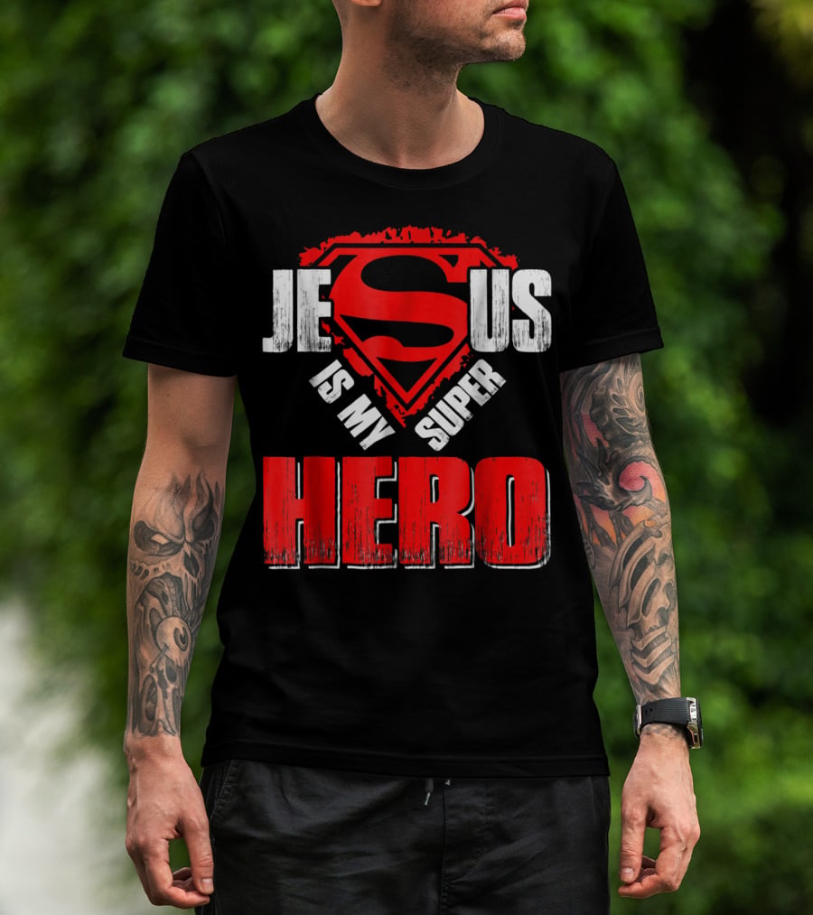 Jesus Is My Super Hero Superman Shield T-Shirt