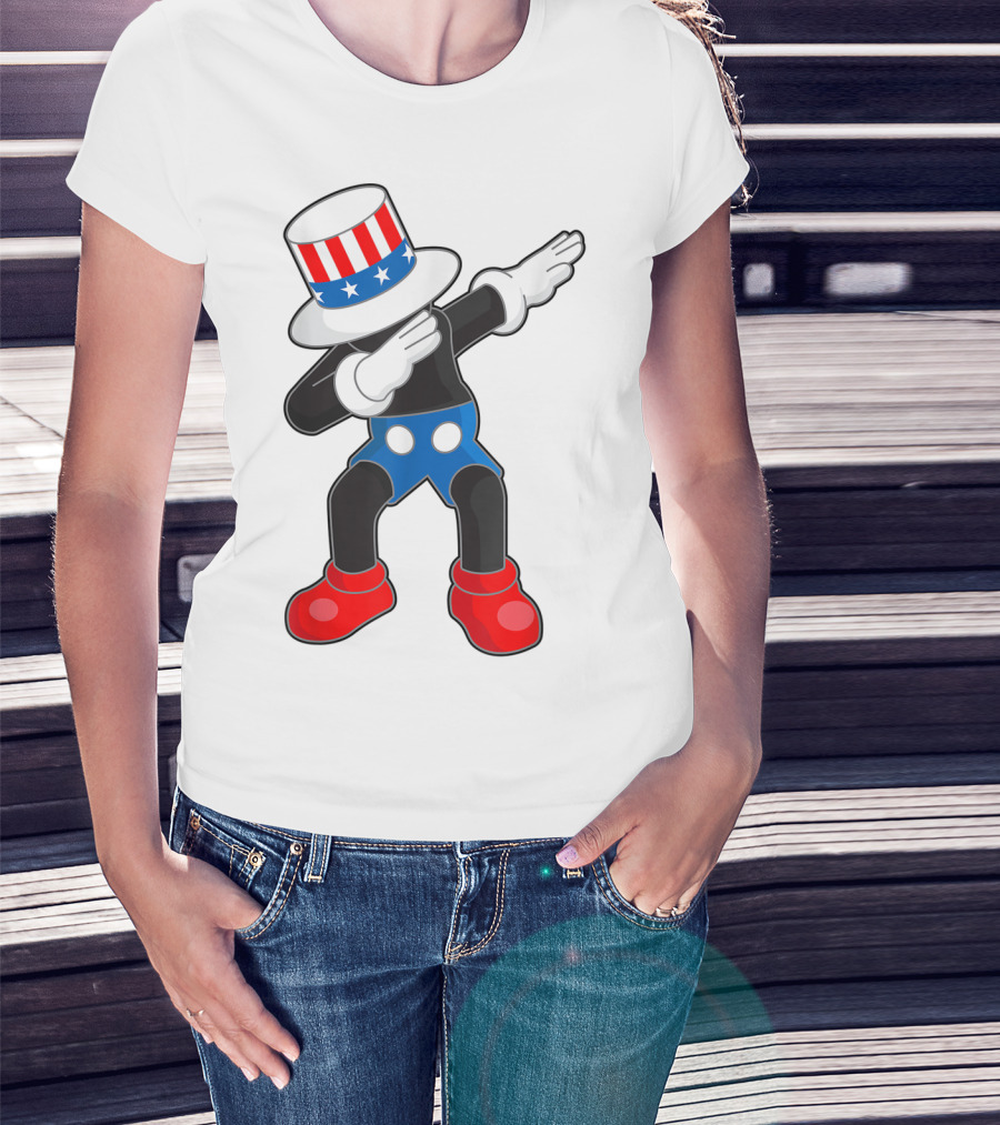 Kaws Mick Mouse Dab Dance Uncle Sam Hat T-Shirt