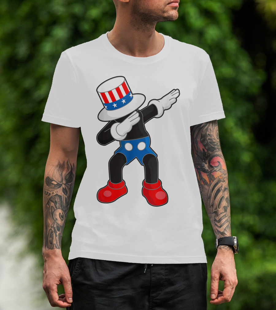 Kaws Mick Mouse Dab Dance Uncle Sam Hat T-Shirt