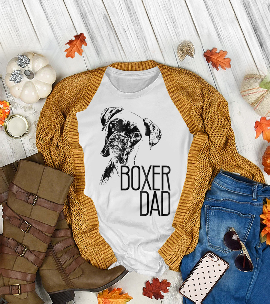 BOXER DAD DOG FACE DOG LOVERS MENS BOXER T-Shirt