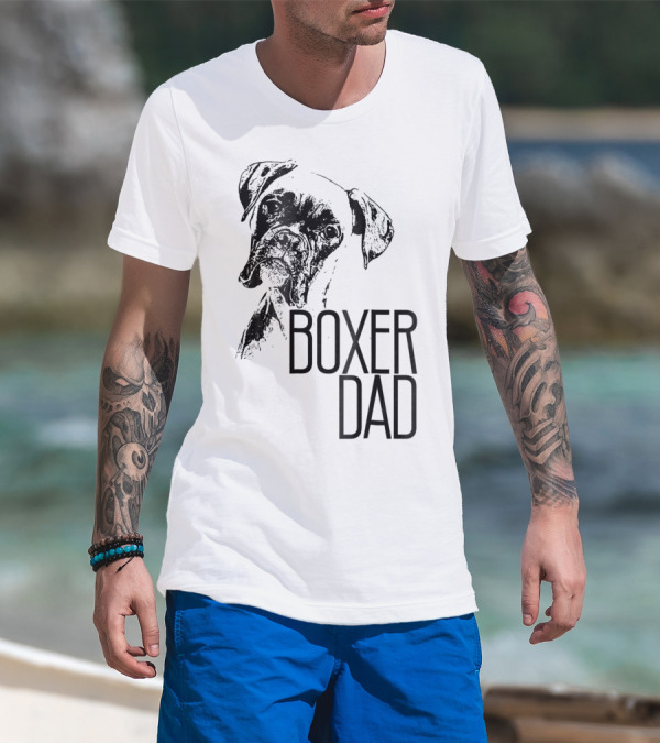 BOXER DAD DOG FACE DOG LOVERS MENS BOXER T-Shirt