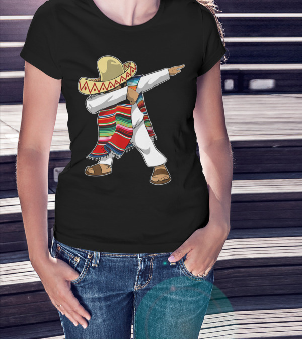Mexican Poncho Dabbing Sombrero Cinco De Mayo T-Shirt