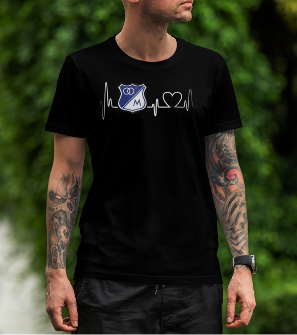 Millonarios Heartbeat Love Fan Crest T-Shirt