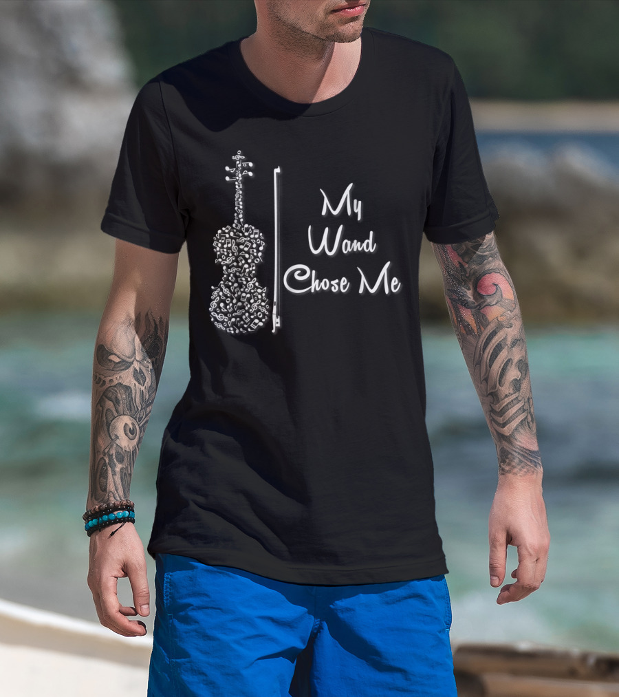 My Wand Chose Me Cute Violin Instrument Music Notes T-Shirt