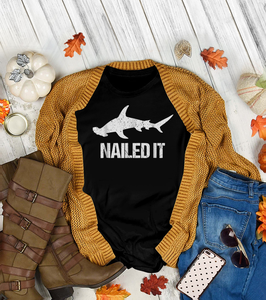 Nailed It Hammerhead Shark Silhouette Funny Shark T-Shirt