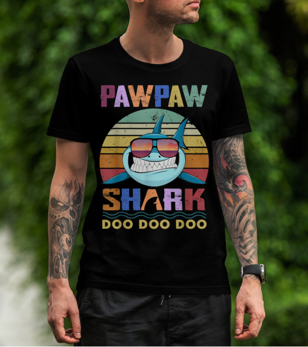 PAWPAW SHARK DOO DOO DOO Retro Sunglasses Sunset T-Shirt