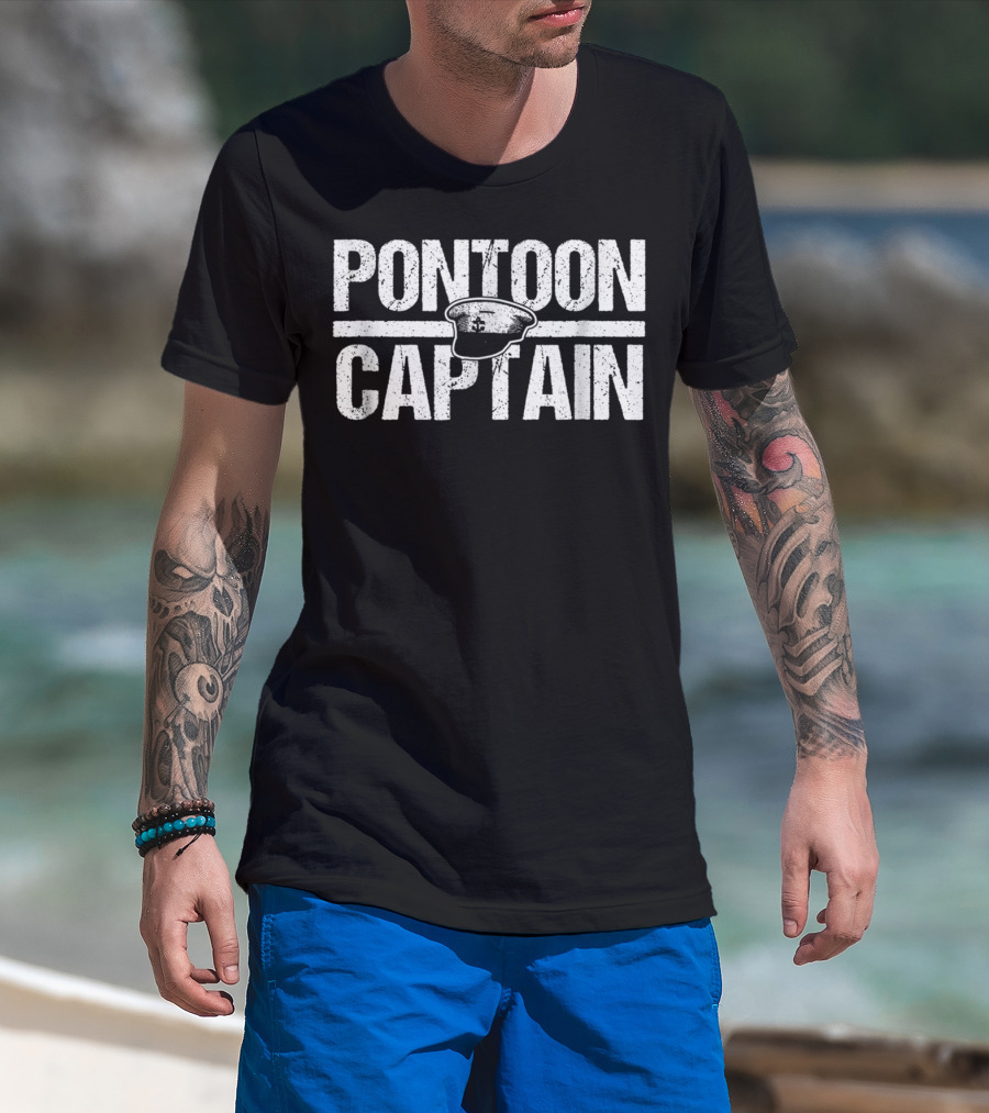 Pontoon Captain Nautic Tri Toons Family Boat Hat T-Shirt