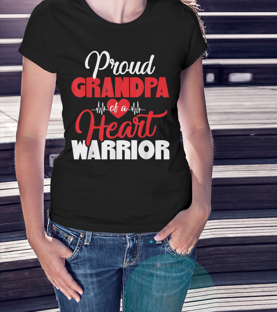 Proud Grandpa Of A Heart Warrior CHD Awareness T-Shirt