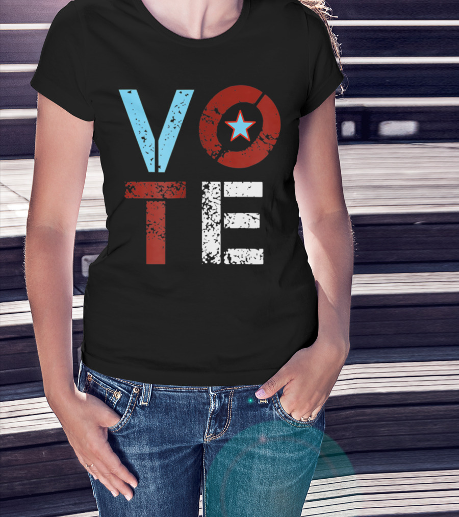 Vote With Retro Star In Circle T-Shirt