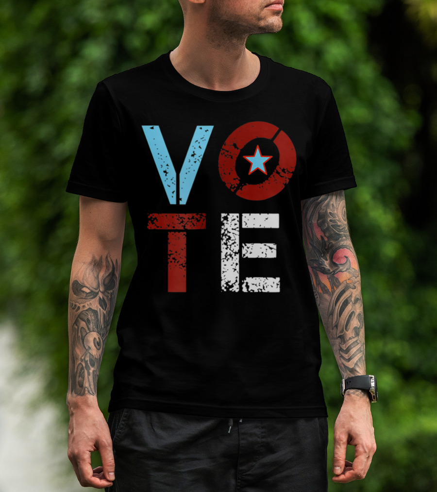 Vote With Retro Star In Circle T-Shirt