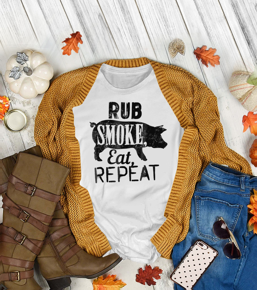 Rub Smoke Eat Repeat BBQ Pig T-Shirt