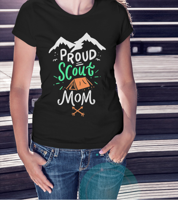Proud Scout Mom Camping Leader Mountain Adventure T-Shirt