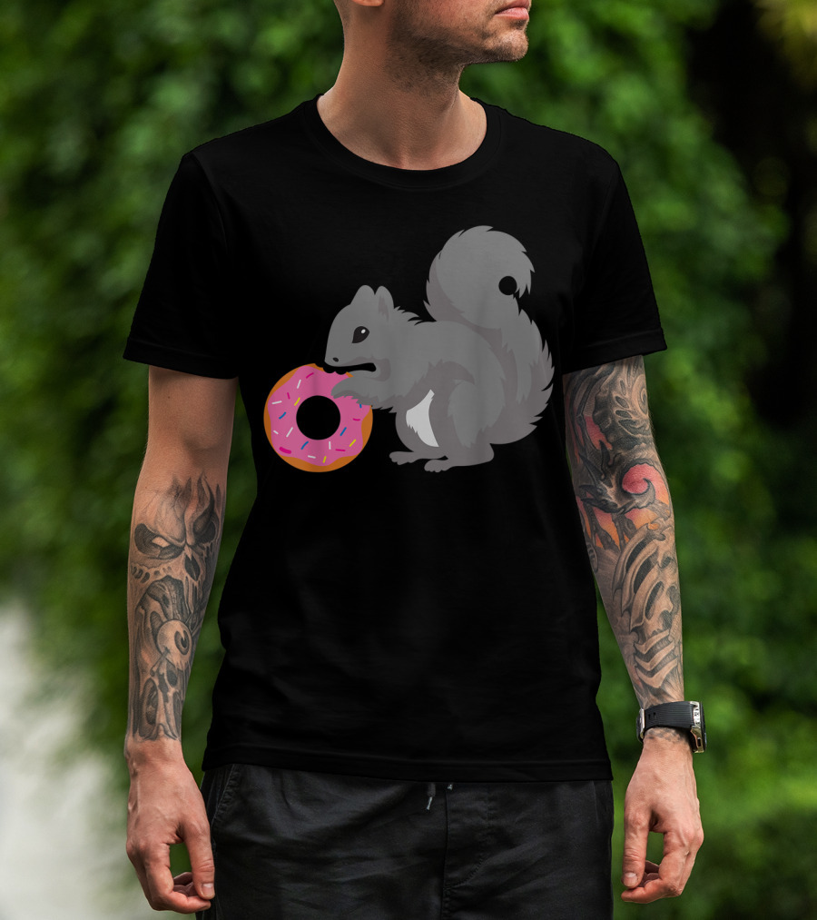 Squirrel Holding Pink Sprinkled Doughnut T-Shirt