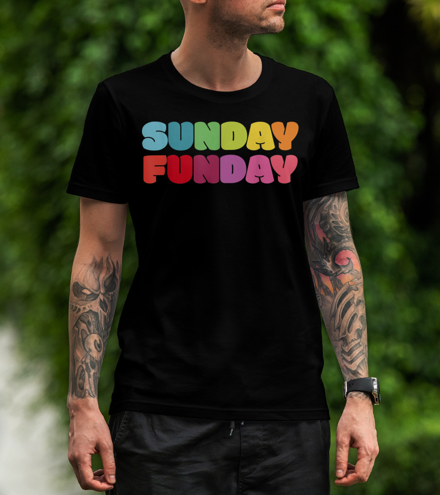Sunday Funday Colorful Rainbow T-Shirt