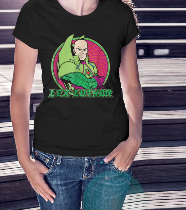 Lex Luthor Iconic Supervillain Style In Bold Green And Pink Armored Suit T-Shirt