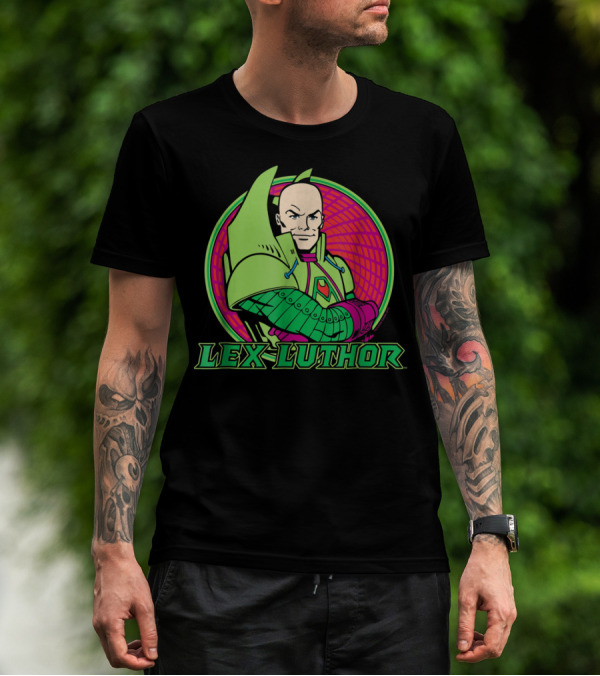 Lex Luthor Iconic Supervillain Style In Bold Green And Pink Armored Suit T-Shirt