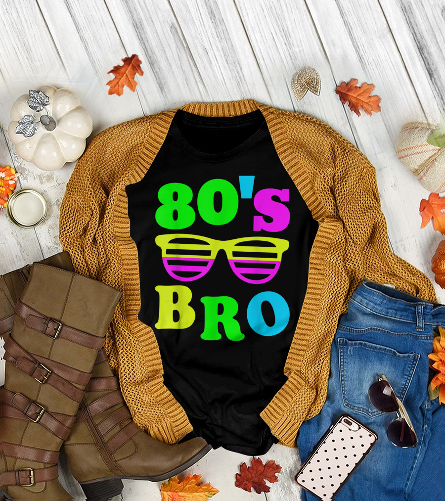 80's Bro Retro Sunglasses Neon 80s 90s Party Vibes T-Shirt
