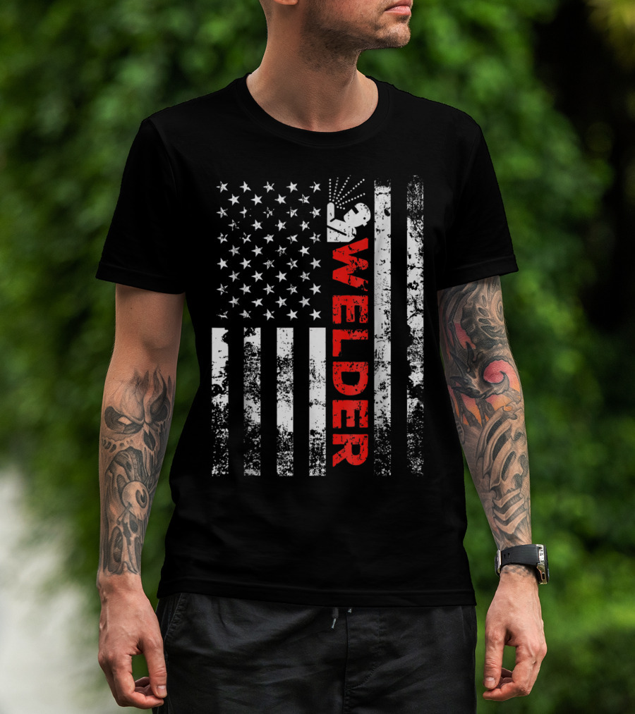 Welder USA Vintage American Flag Welding T-Shirt
