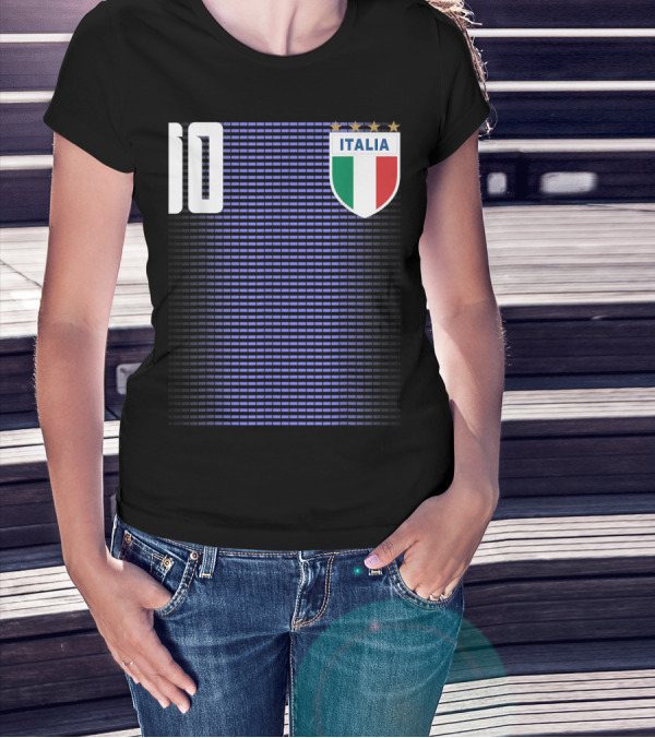 Italia Italian Italiano Italy Calcio Soccer Jersey Number 10 Crest With Stars T-Shirt