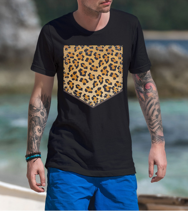 Leopard Print Pocket Cool Animal Lover Cheeta T-Shirt