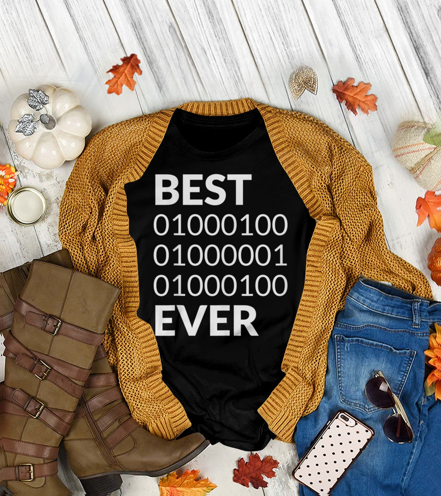 Mens Best Dad Ever Binary Code 01000100 01000001 01000100 T-Shirt